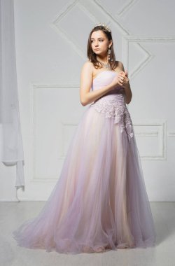 Stüdyoda poz veren hoş genç bayan.