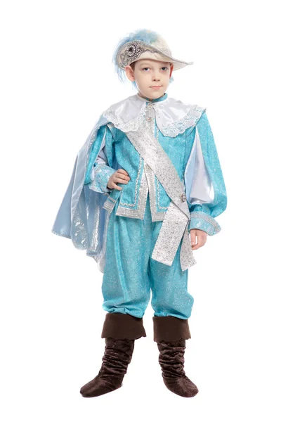 Mooie jongen in een musketier kostuum — Stockfoto