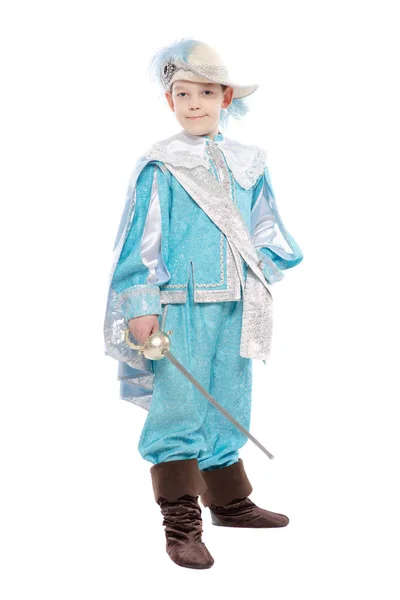 Adorable niño en un traje de mosquetero — Foto de Stock