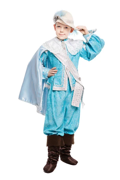 Smile boy in a musketeer costume — Stock Photo, Image