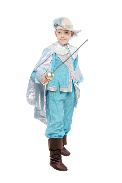 Beautiful boy in a musketeer costume — Stock Photo, Image
