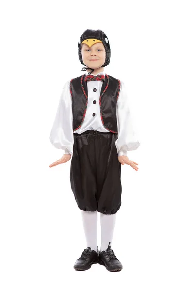 Kleine mooie jongen in een pinguïn kostuum — Stockfoto