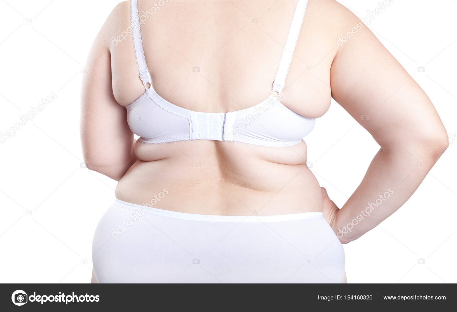 Fat woman in lingerie (overweight, obesity) Stock Photo by