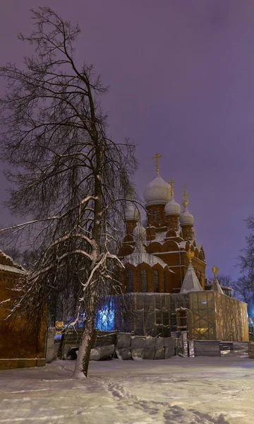 Kilátás este vagy éjszaka egyház Tsarskoye Selo Pushkin, Oroszország Jogdíjmentes Stock Fotók