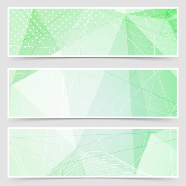Grüne Kristallmuster Punkt-Header-Set-Layout — Stockvektor