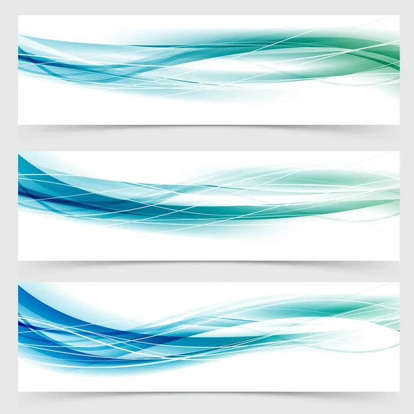 Moderne abstrait vert ligne bleue collection d'en-tête — Image vectorielle