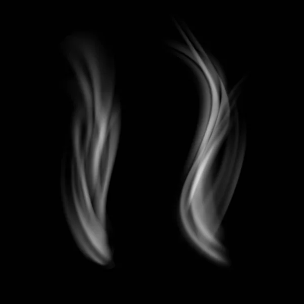 Realistic editable white smoke over black background — Stock Vector