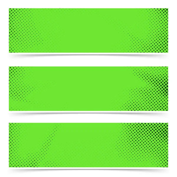 Leuchtend Grüne Popart Header Flyer Kollektion Alten Stils Gepunktete Teilchen — Stockvektor