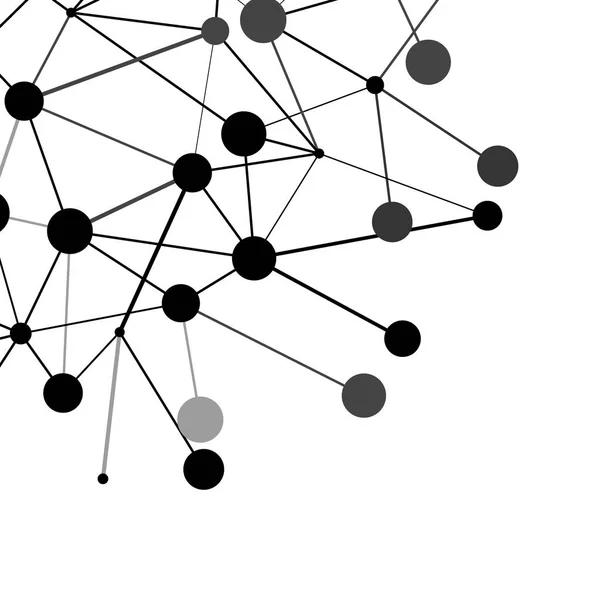 Noeud Moléculaire Couleur Noire Connexion Fond Abstrait Technologie Concept Réseau — Image vectorielle