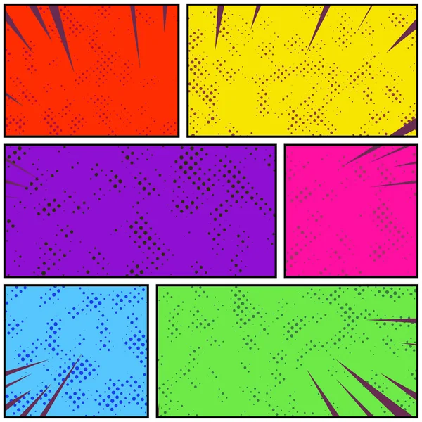 Warna Cerah Gaya Retro Pop Art Strip Komik Bingkai Cerita - Stok Vektor