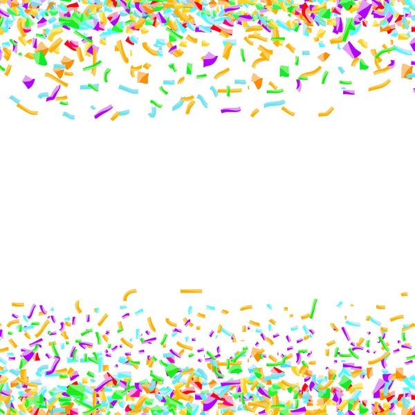 Heldere Kleurrijke Confetti Lay Out Witte Achtergrond — Stockvector