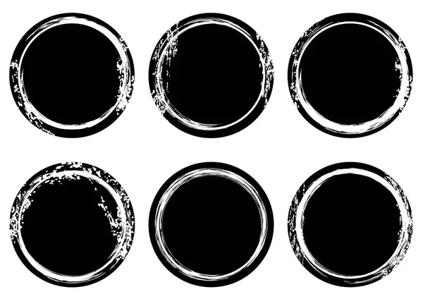 Timbre Grunge Noir Blanc Bannières Insignia Circle — Image vectorielle