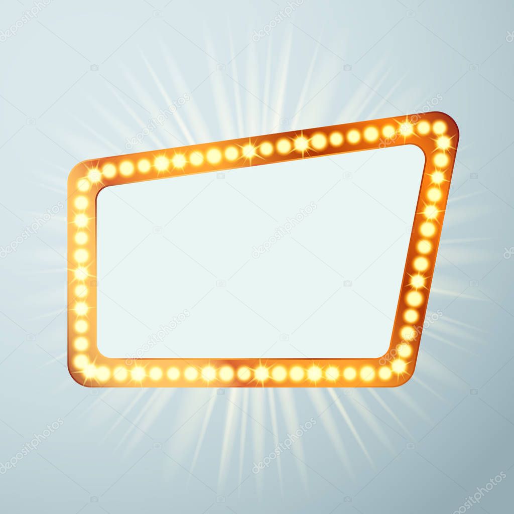 Night retro cinema circus announcement light show sign.