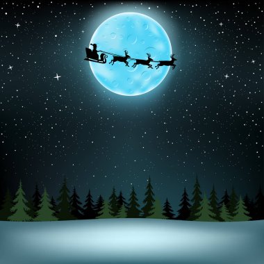 Santa uçan ay ahşap