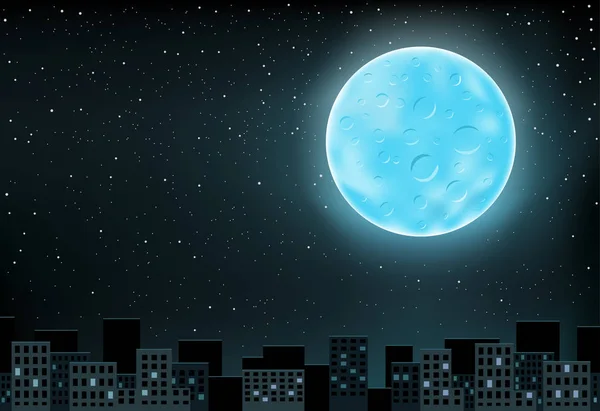 Блакитний місяць над містом — стоковий вектор