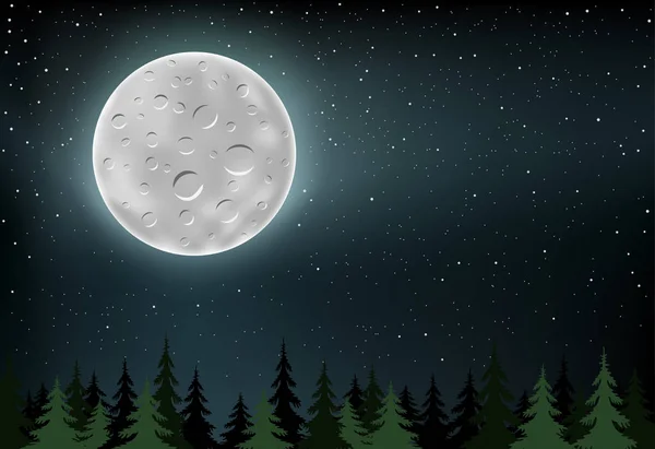 Lune et bois — Image vectorielle