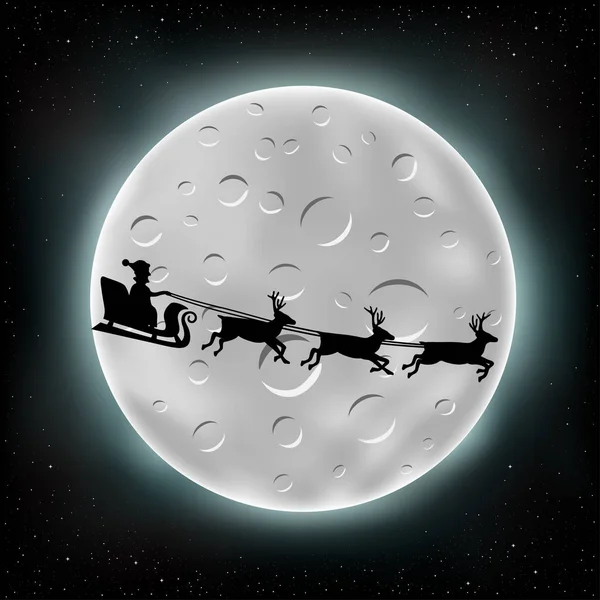 Maan en vliegende Santa — Stockvector