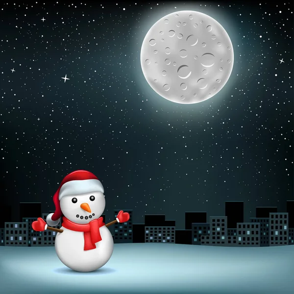 Muñeco de nieve estrellas Luna sity — Archivo Imágenes Vectoriales