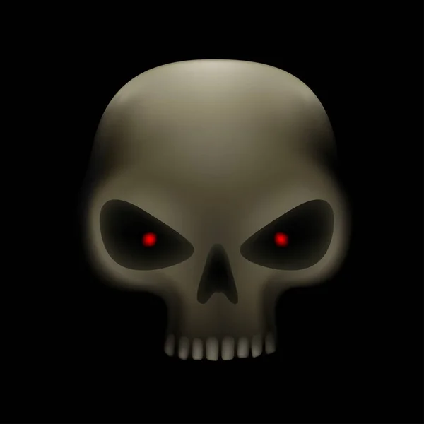 Cráneo con ojos rojos — Vector de stock