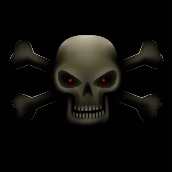 Skull with bones in dark — Stock Vector