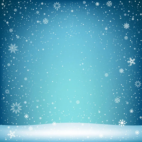 Рождественский синий фон со снегом — стоковый вектор