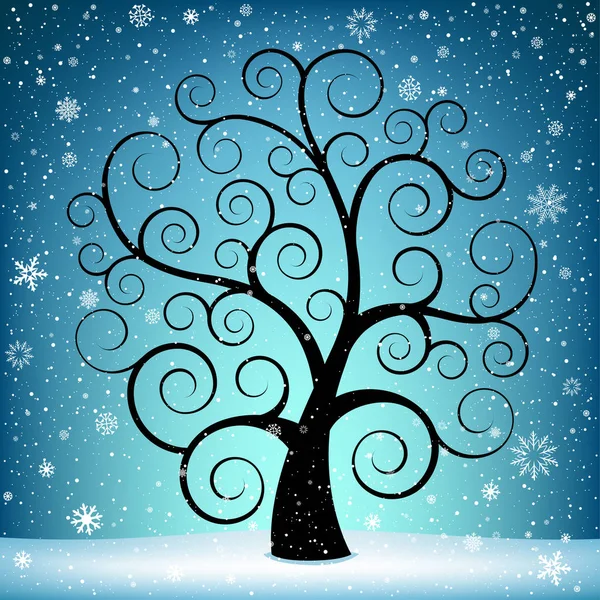 Christmas tree and snow — Stock Vector