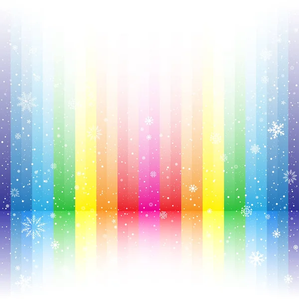 Arco iris raya nieve fondo — Vector de stock