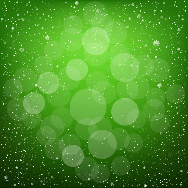 Vánoční zelený sníh bokeh — Stockový vektor