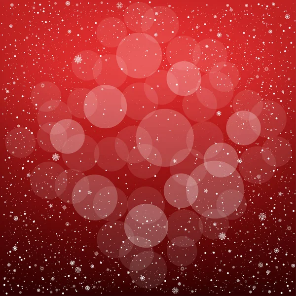 Bokeh de neve vermelho de Natal — Vetor de Stock