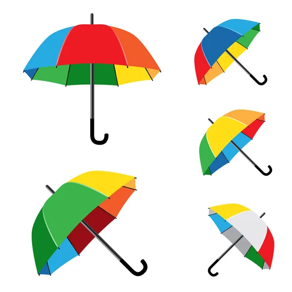 Arco-íris guarda-chuva fundo branco —  Vetores de Stock