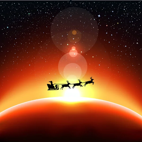 Santa Claus flies into space — Stock Vector