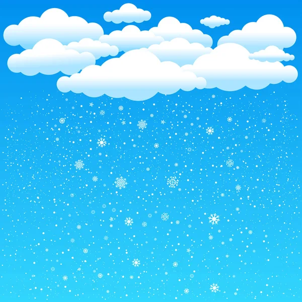 Nuvens de desenhos animados neve cai — Vetor de Stock