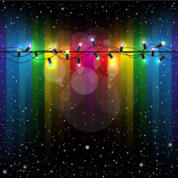 Lumières de Noël arc-en-ciel neige — Image vectorielle