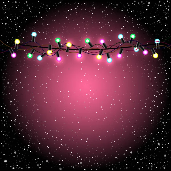 Christmas pink lights snow — Stock Vector