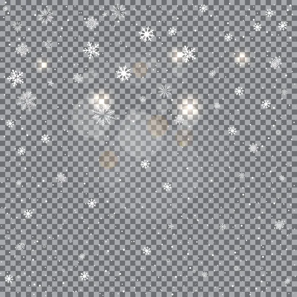 Invierno nieve transparente telón de fondo — Vector de stock