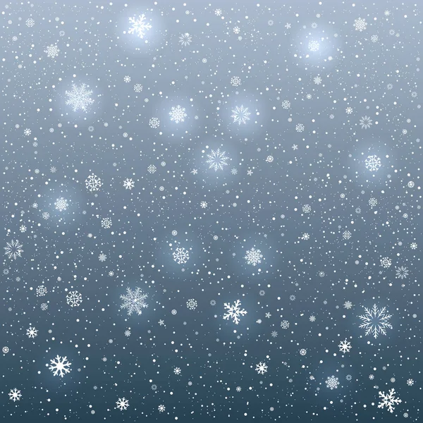 Dibujos animados brillantes copos de nieve luz — Vector de stock