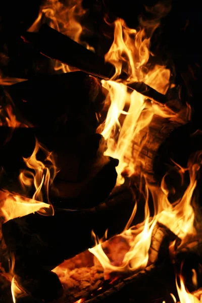 Queima de fogo log vertical — Fotografia de Stock