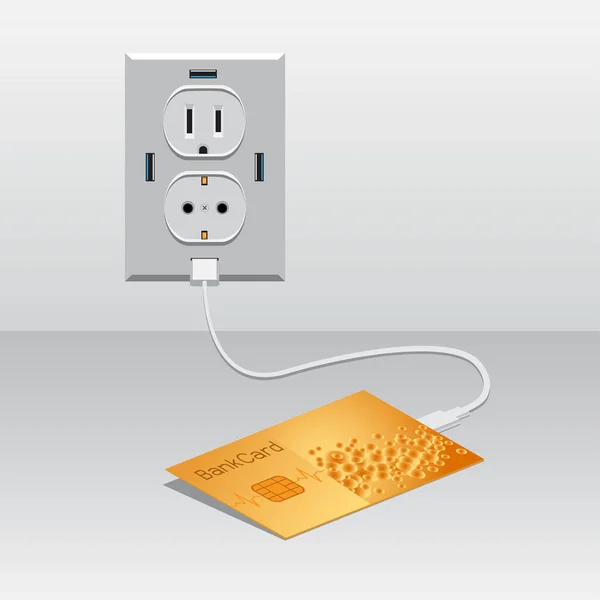Golden BankCard chargé USB — Image vectorielle