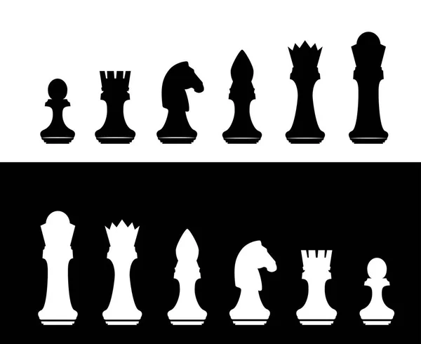 Zwart-wit schaaksilhouet — Stockvector