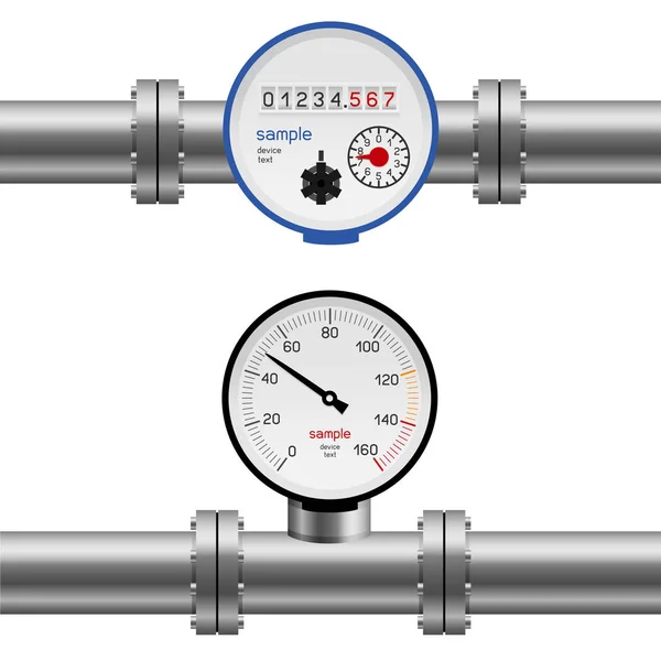 Medidor de pressão da tubulação de água — Vetor de Stock