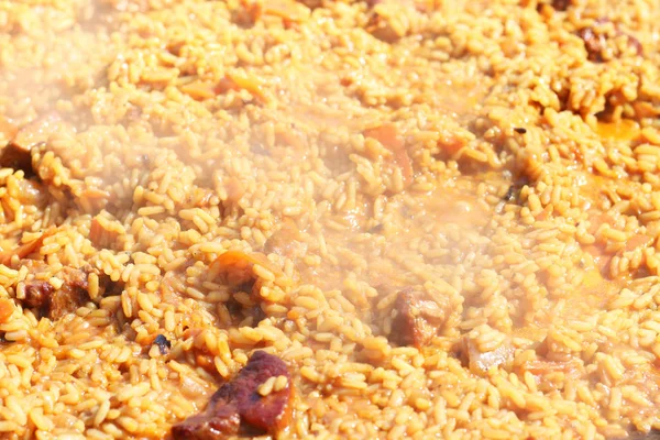 Chaud pilaf cuisson close-up — Photo