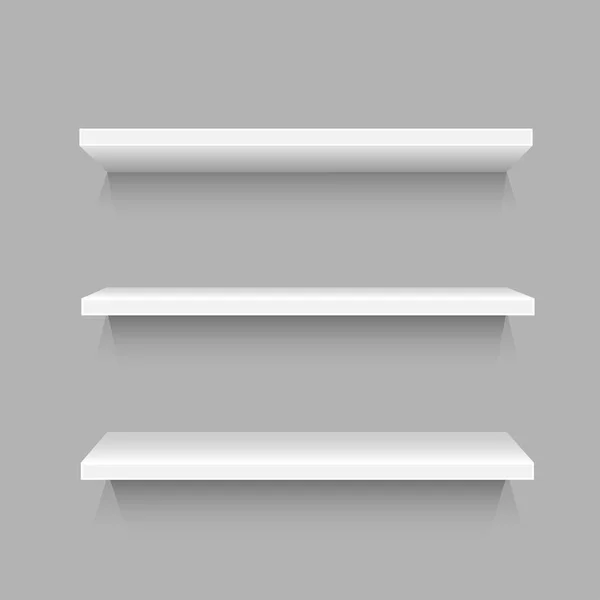 Trois étagères blanches simples — Image vectorielle