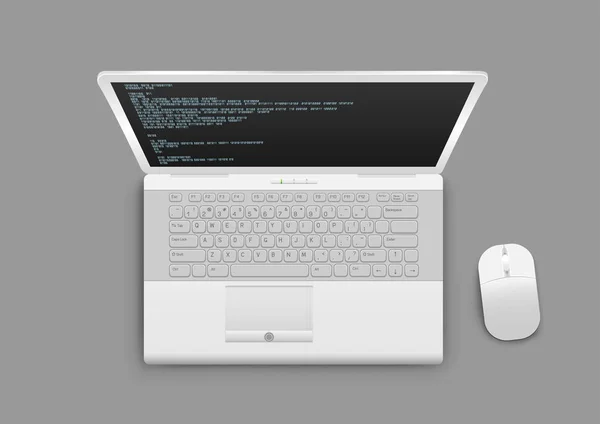 上から白のノート パソコン — ストックベクタ