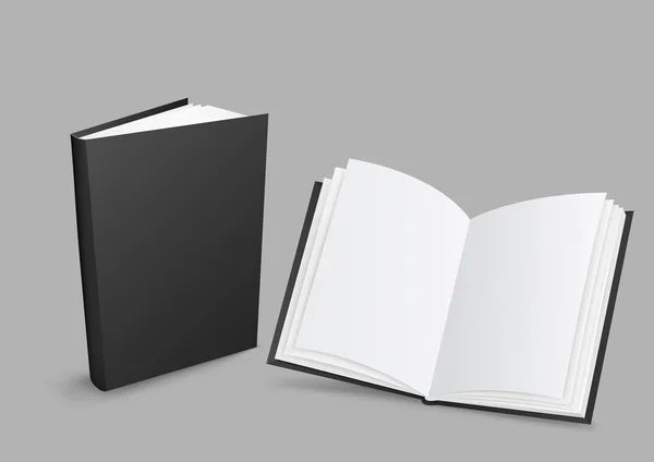 Siyah açık ve kapalı kitap — Stok Vektör