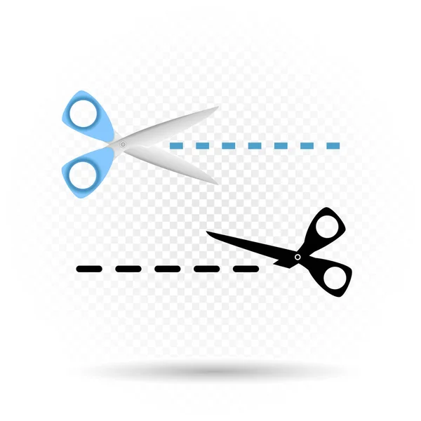 Scissors símbolo de corte de linha — Vetor de Stock