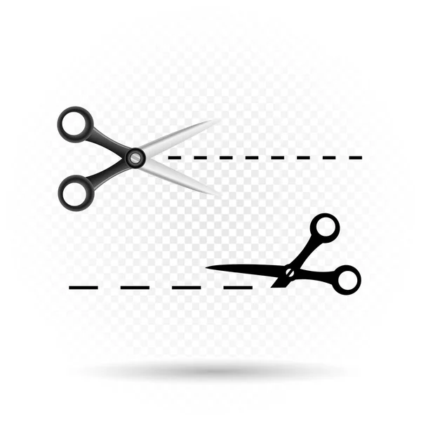 Tijeras plantilla de corte de línea — Archivo Imágenes Vectoriales