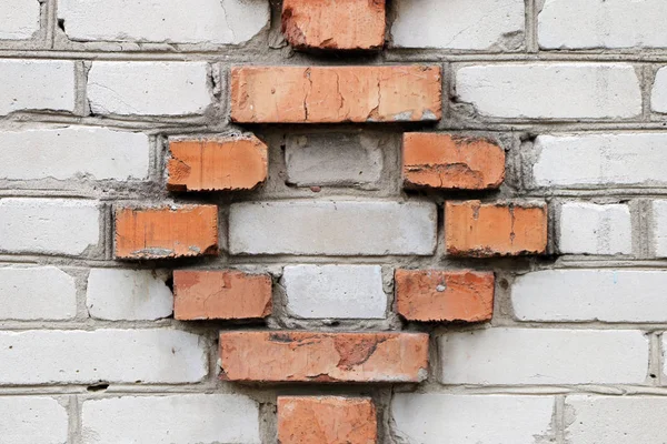 Parede de tijolo de losango branco e vermelho — Fotografia de Stock