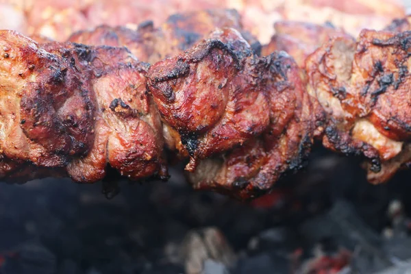 Shish kebab barbecue primo piano — Foto Stock