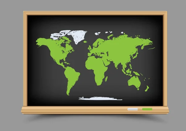 Blackboard mundo mapa lição — Vetor de Stock