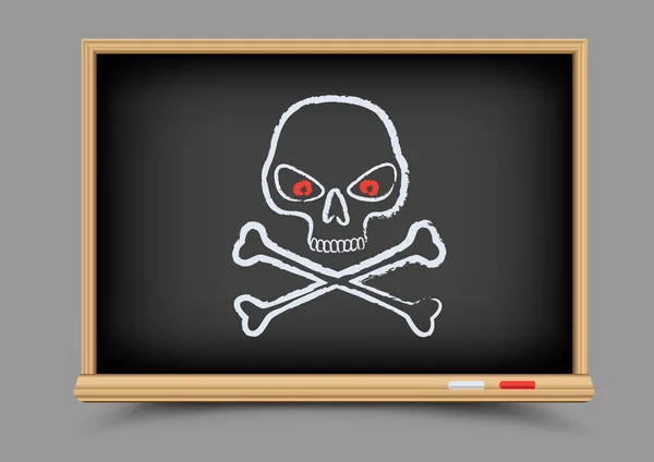 Schoolbord schedel piraat les — Stockvector